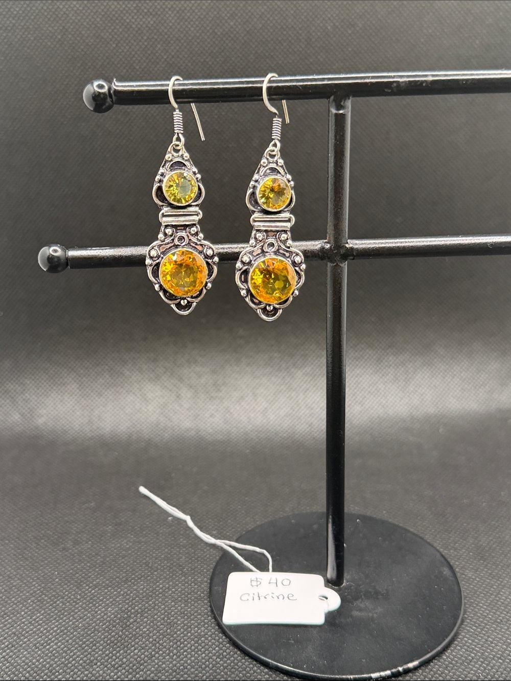 Citrine Dangle Earrings in 925 Silver